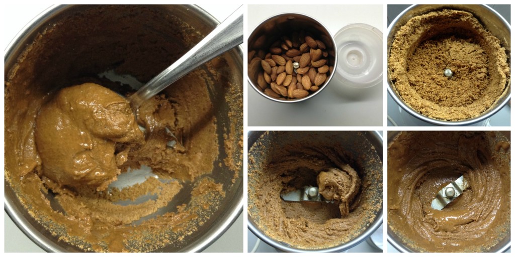 Almond butter proccess collage