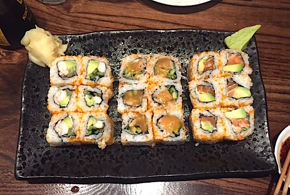 California roll, black cod roll & salmon avocado roll (from left to right)
