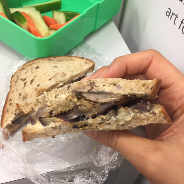 Hummus and Eggplant Sandwich